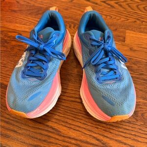 Hoka Bondi 8 sz 6.5 Women's Athletic Shoes in Blue and Pink